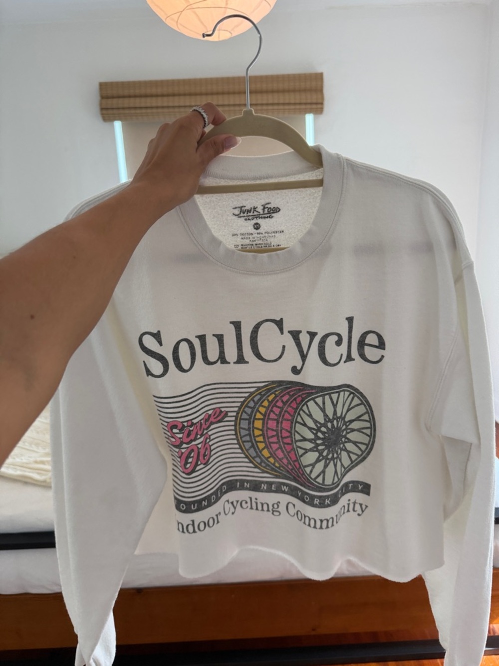 Junk Food Clothing White Sweatshirt with Black Graphic Logo